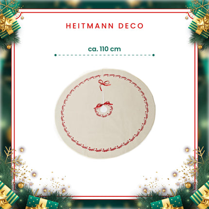 HEITMANN DECO - ümmargune linane kuusekate - kaitse männiokaste eest - jõulupuu alus - valge, punane
