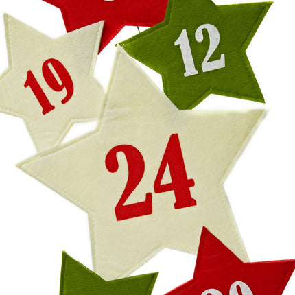 HEITMANN DECO advendikalender riputamiseks ja ise täitmiseks - vildist advendikalender - punane, roheline, valge - tähed, 40 x 40 x 3,5 cm