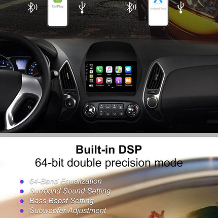 SXAUTO Android 14 - [6G+128G] - IPS autoraadio sobib Hyundai IX35-le (2010-2017) - sisseehitatud juhtmevaba Carplay/Android Auto/DSP - kaamera + mikrofon - DAB SWC WiFi kiirkäivitusega 360-kraadine kaamera 4G - 2 DIN 10.1 tolli