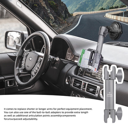 FANAUE Dual Socket Arm, Medium Arm, Compatible, Full Length 15 cm, Size B Ball Components for RAM Mounts (DA-150PRO)