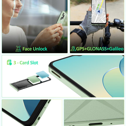 Ulefone Note 19 Android 14 mobiiltelefon, 6GB RAM+32GB ROM/SD-512GB, 6.56" HD+ Octa Core, 5000mAh aku, 8MP+5MP kaamera, nutitelefon ilma lepinguta, kolm kaardipesa, kahe SIM-kaardi pesa, 4G/Face ID/GPS/OTG/FM, must