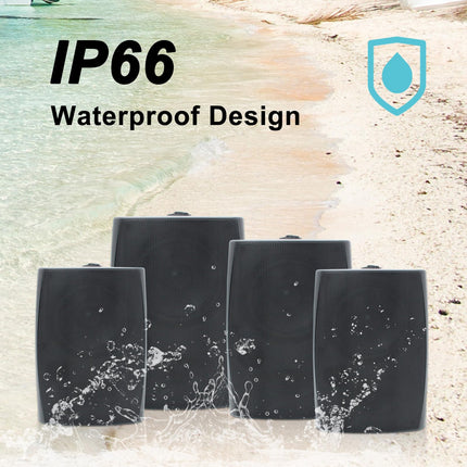 Herdio 16.5cm 800W outdoor speaker, waterproof, wall-mounted sound system with multifunctional amplifier, powerful bass and stereo sound, for patio, porch.