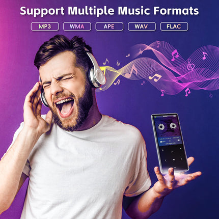 192 GB kaasaskantav MP3-mängija Bluetooth 5.0-ga, 2,4-tolline Srceen muusikapleier sisseehitatud kõlariga, mini-diktofon 64 GB micro SD-kaardiga, puutetundlikud nupud, diktofon, e-raamat, kõrvaklapid mustad