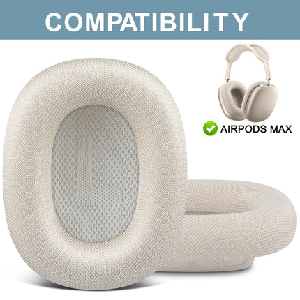 SOPROM kõrvapadjade vahetus Airpods Max kõrvaklappidele, kõrvapadjad vastupidava võrguga, pehmema vahuga, mürasummutusega ja higikindlad - Starlight