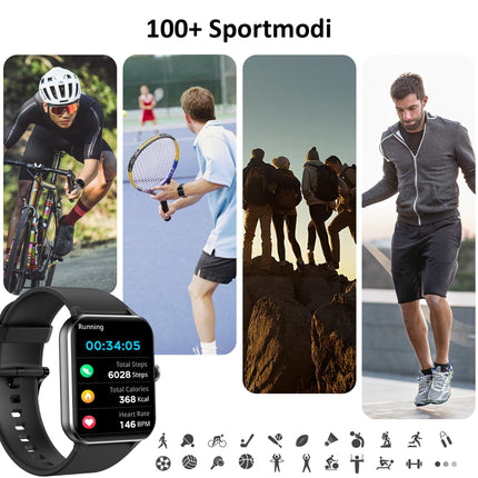 Blackview Smartwatch Men Women with Phone Function (Make/Receive Calls)/Message Reminder, Sports Watch with 100+ Sports Modes, Fitness Watch, Heart Rate Sleep Monitor, Pedometer, Smart Watch for Android iOS