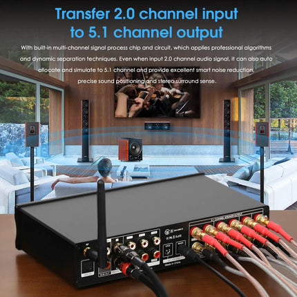 Nobsound HiFi 5.1 Channel Bluetooth Amplifier Stereo Home Theater Power Amp Subwoofer Amplifier Audio Amplifier