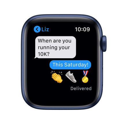 Apple Watch Series 6 (GPS + Cellular, 44MM) Blue Aluminum Case with Deep Marine Sport Band (Refurbished)