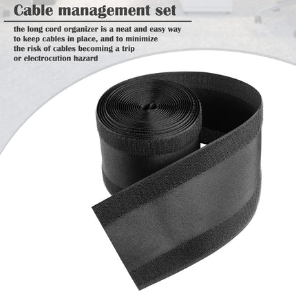 Black Cable Grip Strip Floor Cable Cover Cable Protector Cable Management for Office Carpet, Keep Cables Tidy and Protect Wires (4 Inches x 15 Feet)