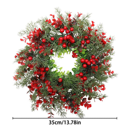 Christmas wreath, YouXiaor artificial Christmas wreath, fir wreath, door wreath, Christmas berry wreath, winter wreath, decorative wreath, Advent wreath, winter wreath for Christmas, indoor and outdoor decorations, 35 cm