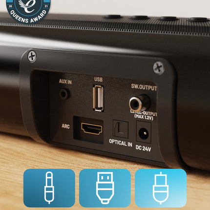 MAJORITY Naga 60 heliriba teleritele | Teleri heliriba integreeritud subwooferiga | Bluetooth-heliriba HDMI ARC-ga | 120 W kõlar teleritele | 2.1 helisüsteem ekvalaiseriga | Seinale kinnitatav heliriba