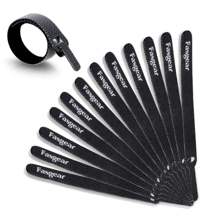 Fasgear Cable Ties, Reusable Cable Strap, Adjustable Closure, Cable Ties, Hook and Loop Fastener, 15 x 1 cm (30 Pack, Black)