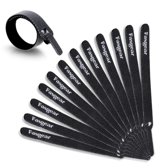Fasgear Cable Ties, Reusable Cable Strap, Adjustable Closure, Cable Ties, Hook and Loop Fastener, 15 x 1 cm (30 Pack, Black)