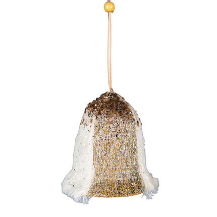 Santa Claus Bell, 12 cm, Gold, Pack of 3 - Christmas Tree Hanging Decoration, Festive Decoration, Fairytale Theme, Christmas Tree Pendant
