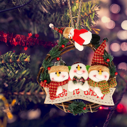 Christmas wreath snowman, 30cm Christmas decoration garland elk, Christmas wreath door wreath outdoor decoration, snowman Advent wreath, suitable for Christmas door, window, fireplace, living room decoration (B)