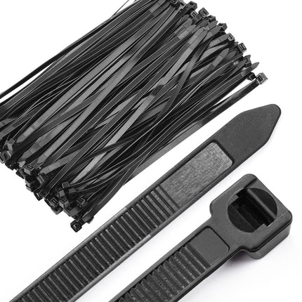 OneLeaf kaablisidemed, vastupidavad, 300 × 7,6 mm, iselukustuvad kaablisidemed, tõmbetugevus 55 kg, mitmeotstarbeliseks kasutamiseks, UV-kindel, 100 tk nailonist traatsidemeid, mustad