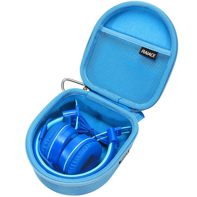 RAIACE Headphone Storage Case Compatible with Noot Products K11/K22/iClever HS 14/Elecder i37/i36/POWMEE M2 Kids Headphones (Case Only), Blue