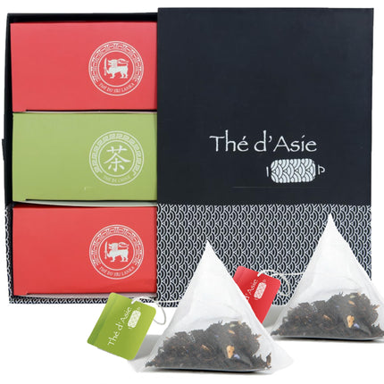 Khla - 3 orgaanilise hommikutee kinkekomplekt - Earl Grey, Chun Mee ja hommikusöögitee OP &amp; - 3 x 20 teekotti - Aasia taimeteed - must tee, roheline tee - kinkekarp sünnipäevaks, jõuludeks
