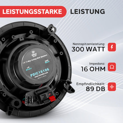 Pyle laekõlarid, sisseehitatud kõlarid, 250W laekõlarid Bluetoothiga, 2-ribalised kõlarid, seinakõlarid, 25 cm, lamedad kõlarid, ümmargused, laekõlarid, 28 cm, koju/kontorisse