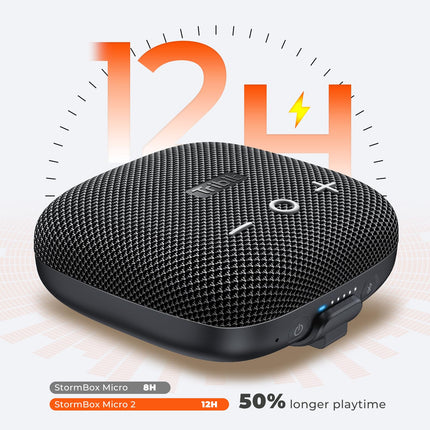 Tribit Bluetooth Portable Speaker StormBox Micro 2 IP67 waterproof with powerful wireless stereo pairing and built-in XBass for outdoor travel and cycling