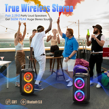 W-KING 180W PEAK Bluetooth Speaker Box Large Party Loud Music Box Bluetooth Boom Box Wireless with 80W Natural Deep Bass/4 Drivers 2*4.04'' Woofer Huge 105dB Sound/IPX5/LED/24H/USB/TF/AUX/EQ