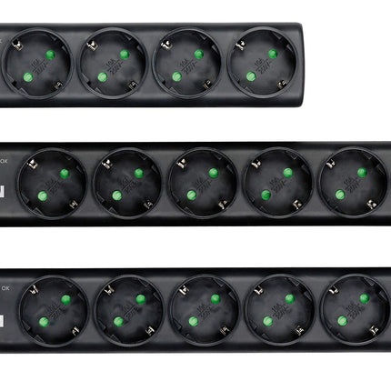 Eaton PS6D kaitseriba 6 DIN - pikendusjuhe ülepingekaitsega (6-suunaline Schuko pistikupesa, lülitatav) - must UUS, 4