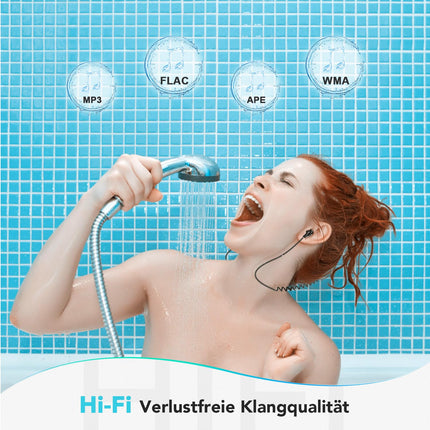 AGPTEK IPX8 veekindel MP3-mängija, 8 GB HiFi MP3-muusikamängija ujumiseks ja jooksmiseks, veekindlate kõrvaklappide, audiokaabli ja 3 paari kõrvaklappidega (L/M/S), toetab FM-raadiot, juhuesituse funktsioon, sinine
