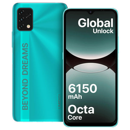 UMIDIGI nutitelefon ilma lepinguta, 4GB+32GB kaheksatuumaline mobiiltelefon soodsalt, 6150mAh aku, mobiiltelefon ilma lepinguta, 6,53" HD+ ekraan, 16MP+8MP, 3 kaardipesa, kahe SIM-kaardiga 4G mobiiltelefonid/OTG (roheline)