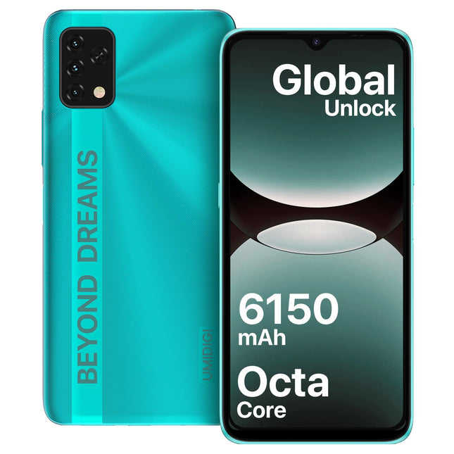 UMIDIGI nutitelefon ilma lepinguta, 4GB+32GB kaheksatuumaline mobiiltelefon soodsalt, 6150mAh aku, mobiiltelefon ilma lepinguta, 6,53" HD+ ekraan, 16MP+8MP, 3 kaardipesa, kahe SIM-kaardiga 4G mobiiltelefonid/OTG (roheline)