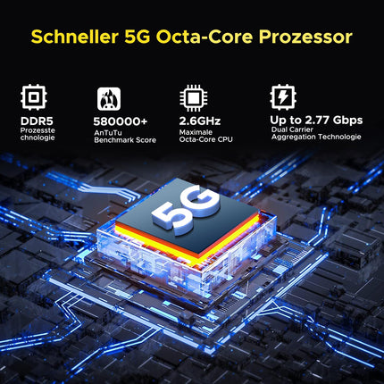 DOOGEE S200 Outdoor Handy Ohne Vertrag 5G, 10100mAh Outdoor Smartphone Android 14, 32GB+256GB Baustellenhandy, 1.32" AMOLED Heckdisplay 6.72” FHD+ 120Hz, 100MP+20MP, IP68/ Fingerabdruck/Dual SIM/NFC