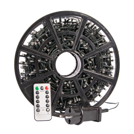 Idena 31115 - LED-valguskett 1000 sooja valge LED-iga, 8-tunnise taimerifunktsiooni, hämardamise ja mäluga, kaablirulliga, umbes 35 m pikk, meisterdamiseks, peokaunistuseks, jõulukaunistuseks, pulmadeks