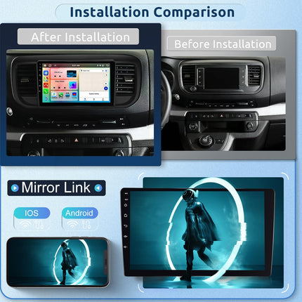 【8-tuumaline 4+64G】 Hodozzy Carplay autoraadio Citroen Jumpy 3/Peugeot Expert/Toyota Proace jaoks, 9-tolline puutetundliku ekraaniga Android-autoraadio koos Android Auto/WiFi/GPS/RDS/FM/Bluetooth/USB+tagurduskaameraga