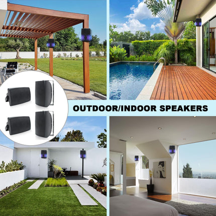 Herdio 16.5cm 800W outdoor speaker, waterproof, wall-mounted sound system with multifunctional amplifier, powerful bass and stereo sound, for patio, porch.