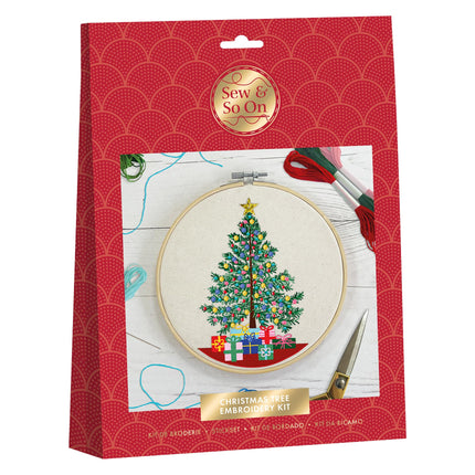 Sew &amp; So On Embroidery Sewing Craft Kit - Christmas Tree, contains all the necessary craft supplies, ideal craft kit for adults and older children, a great craft art gift, use for