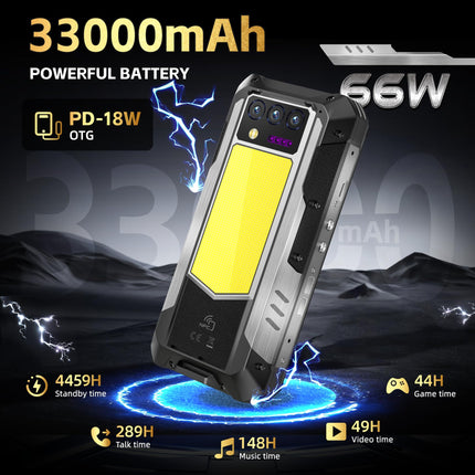 OUKITEL WP100 Titan 33000mAh Outdoor Mobile Phone 5G with Built-in 100 Lumen Projector, 48GB+512GB 6.8" FHD+ Outdoor Smartphone Without Contract with 1200 Lumen Camping Light, 200MP+32MP+20MP, NFC/GPS/IP68/BT5.4