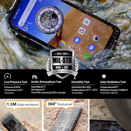 OUKITEL WP7 Flagship Outdoor Smartphone without Contract, 48MP Triple Camera + 8MP IR Night Vision Camera, 16MP Front Camera, Helio P90 8GB + 128GB, 8000mAh Battery, NFC, 6.53” FHD+ Rugged Smartphone Black