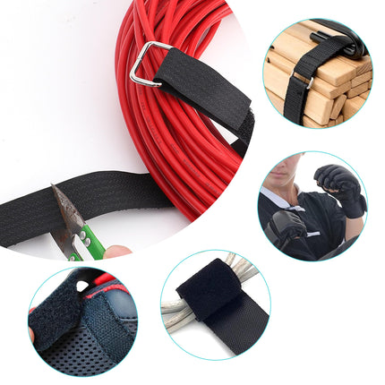 Reusable cable ties, 10 m x 2 cm, hook and loop straps with 50 buckles, adjustable cable ties, fastening cable ties for cable management, cable organizer