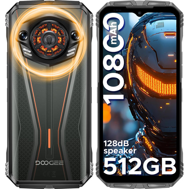 DOOGEE S Punk Pro õuetelefon 20GB+512GB/2TB, 128dB kõlar, 10800mAh/33W õuetelefon ilma lepinguta Android 14, 6.6'' FHD+ ehitusplatsi telefon LED-valgusefektiga 50MP+16MP/kaks SIM-kaarti/NFC/OTG