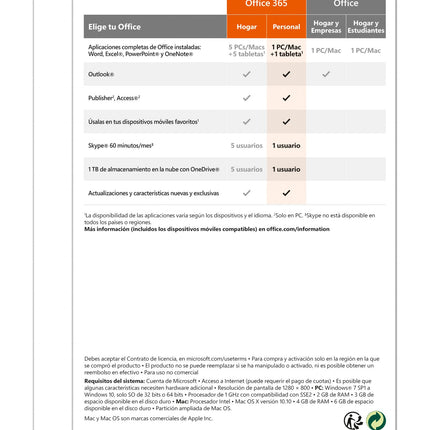 MS Office 365 Personal Maci/Windowsi tellimus P2 EuroZone Medialess 1 aasta hispaania keel (ES)