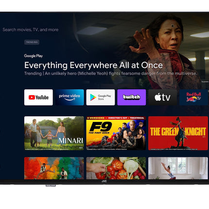 JVC LT-43VA3355 43-tolline televiisor/Androidi nutiteler (4K Ultra HD, HDR Dolby Vision, kolmekordne tuuner, Bluetooth, Dolby Atmos) [2023], must