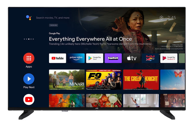 JVC LT-43VA3355 43-tolline televiisor/Androidi nutiteler (4K Ultra HD, HDR Dolby Vision, kolmekordne tuuner, Bluetooth, Dolby Atmos) [2023], must