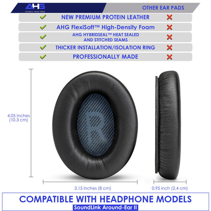 Kvaliteetsed SoundLink AE2 kõrvapadjad ja SoundLink AE2 peavõrupadjad, mis ühilduvad Bose SoundLink Around-Ear 2 / Bose Soundlink AE2 kõrvaklappidega (SLAE2 Combo must)