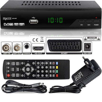 hd-line 2910 DVBT2 Receiver Full HD 1080P 4K for TV (HEVC/H.265 HDMI SCART, USB 2.0, DVBT-2, DVB-T2, DVB T2, DVBT 2), Receiver, Resiver, Receiver, Black, Echosat 20910 S, 2910echo