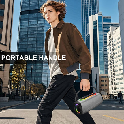 Matast Portable Bluetooth Speaker with Handle, Powerful Bass, BT5.3, IP6 Waterproof Wireless Stereo Pairing Speaker with RGB Multi-Color Rhythm Lights for Home/Outdoor/Party