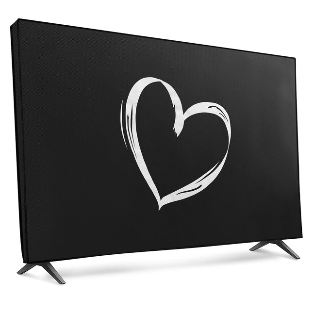 kwmobile 49-50" TV Cover - Indoor TV Screen Protector Cover - TV Screen Dust Cover - Heart Brush White Black