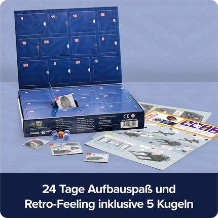 FRANZIS 67210 - Retro Pinballi advendikalender, ehita oma täisfunktsionaalne pinballimasin 24 päevaga, plastikvaba, lastele vanuses 8 aastat ja vanemad.