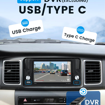 Rimoody juhtmevaba Carplay autoraadio 1 DIN juhtmevaba Android Auto IOS/Android Mirror Linkiga 5,9-tolline puutetundliku ekraaniga autoraadio Bluetoothi ​​ja FM-raadioga USB/AUX/DVR/EQ/MIC Roolil juhtimine tahavaatekaamera
