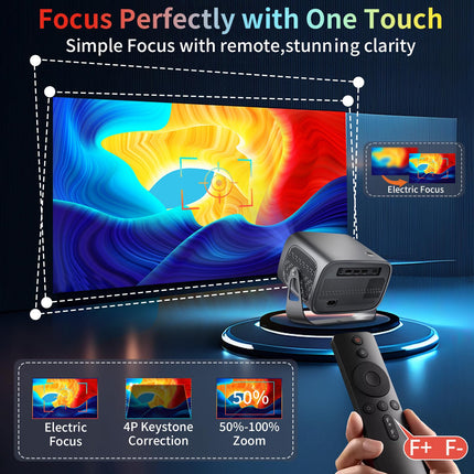 WTONISY 360° rotatable projector mini projector supports 1080P Android 13.0 wall projector with speaker, Netflix, autofocus auto keystone 2+16GB home theater projector Bluetooth TV Box WiFi, outdoor