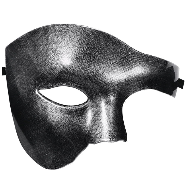 Oidea maskeraadimask meestele: Vintage hõbedane ooperifantoom-mask plastist peoballi karnevali Veneetsia poolmask halloweeni kostüümi aksessuaar