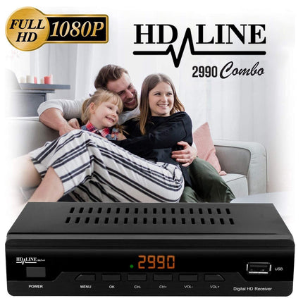 HD-line 2990 kaabelvastuvõtja Full HD kaabelvastuvõtja digitaalse kaabeltelevisiooni jaoks 2990 Combo (HDTV, DVB-C / C2, DVB-T/T2, HDMI, SCART, USB 2.0, WLAN valikuline) + HDMI-kaabel,