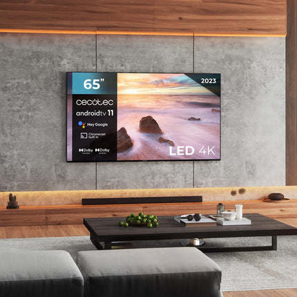 Cecotec 65-tolline nuti-LED-teler A2 seeria ALU20065Z. 4K UHD, Android 11, raamita, keskne kõlar, MEMC, Dolby Vision ja Dolby Atmos, HDR10, 2 10 W kõlarit, 2023. aasta mudel